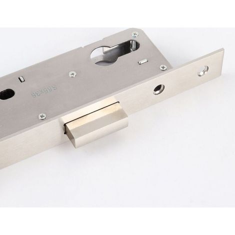 Serrure à larder DIN droite/gauche pour porte chambre – acier galvanisé, avec contre-plaque, compatible cylindre profilé et cadre tubulaire (1/3)