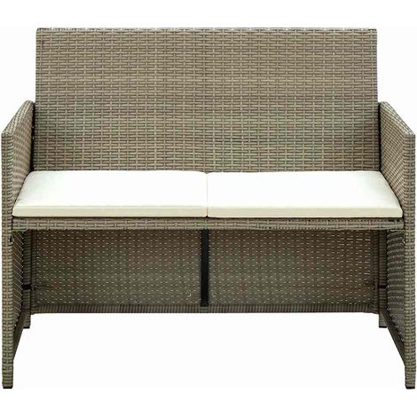 Divano da Giardino Divano da esterno a 2 Posti con Cuscini Beige in Polyrattan (1/5)