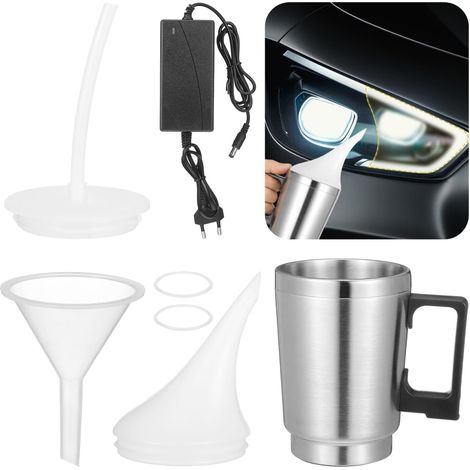Kit Rénovation Phare Voiture Vapeur Polymérisation, Bol Atomisation Chauffant pour Restauration Optiques Opaques et Rayures, Outil Polissage avec Adaptateur Secteur (Sans Liquide) (1/5)