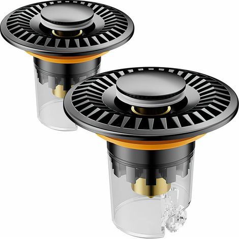 Lot de 2 bouchons d'évier, en acier inoxydable et cuivre, avec filtre amovible pour éviers de 28 à 31 mm ou de 33 à 40 mm. (1/5)
