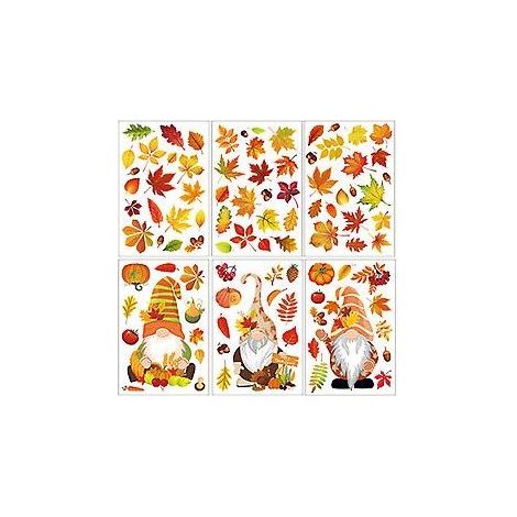 Autocollant statique nain citrouille de Thanksgiving et feuille d'érable, autocollant décoratif pour fenêtre en verre, à faire soi-même (1/5)