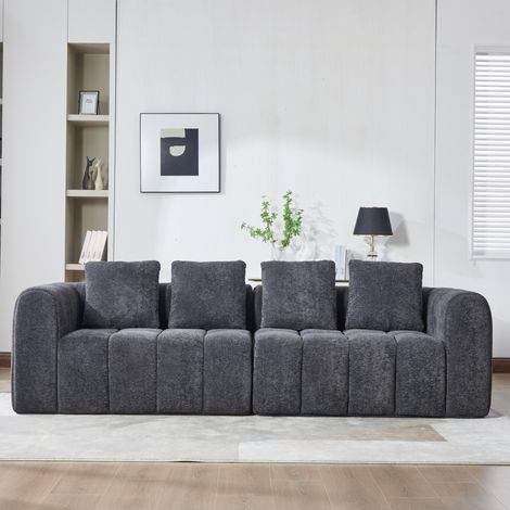 Sofá esquinero modular 260x95.5x70 cm gris oscuro en tela con espuma de alta densidad y sin montaje (1/5)