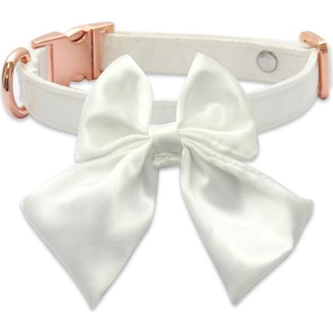 Collier ajustable avec nœud papillon marin uni pour chiens de petite, moyenne et grande taille, boucle en métal doré