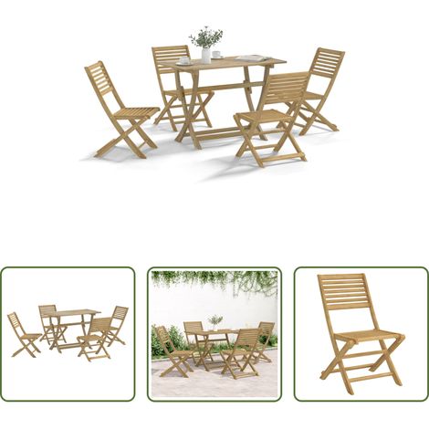 vidaXL Juego de comedor de jardín 5 piezas madera maciza de acacia (1/5)
