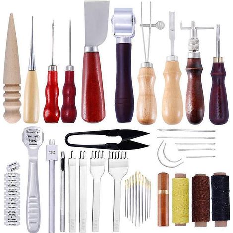 cuir Outils Kit Dequantit Voir Le Graphique Rparation  La Main Artisanat Cuir Fil Cir 8 Couleur Avec Aiguilles  Coudre Ciseaux Ruban  Mesurer Pour (1/5)