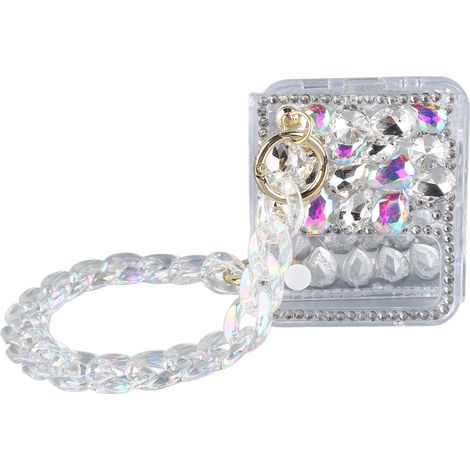 Étui à paillettes pour smartphone à rabat avec chaînette, en polycarbonate antichoc, facile à installer, compatible avec le Z Flip 4.
