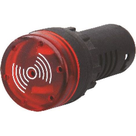 Luz piloto LED zumbador 22 mm para paneles de control 230V  Rojo (1/2)