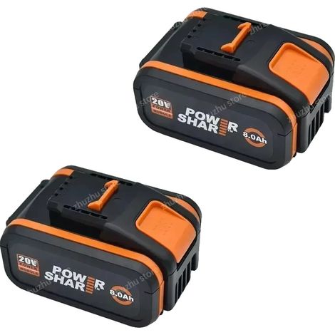 Batterie Lithium-Ion, capacité 8,0 Ah, compatible avec les outils Worx, Worx 8AhX2 (1/2)