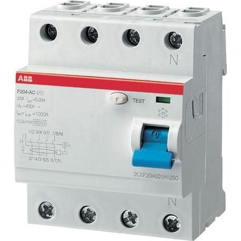 ABB F204 A-63/0,03 Interruttore differenziale 4P blu grigio