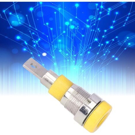 Prise banane 4 mm, bornes en cuivre pur, connecteur de panneau à fiche banane, bornes de câblage jaunes. (1/5)
