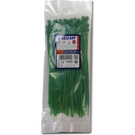 Serre-câbles verts en nylon 4,8 x 200-100 pièces (1/5)