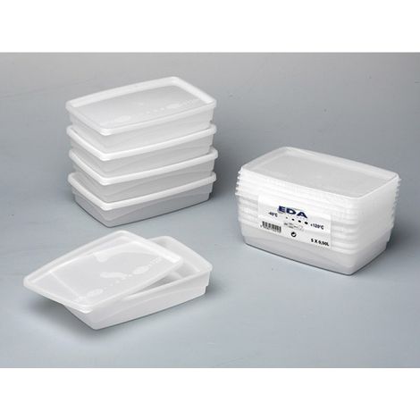 Set mit 5 Mikrowellen-Behältern, 0,5 l, naturweiß, Artikelnummer 1402 Na/bl
