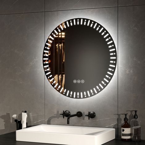 EMKE LED Badspiegel Rund 50cm Smart Touch Beleuchtung mit Antibeschlag 3 Farbtemperaturen und Speicherfunktion (1/5)