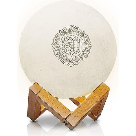 Veilleuse lunaire 3D tactile Coran, lampe LED 7 couleurs avec Bluetooth, enceinte Coran, petite lune à télécommande (1/5)