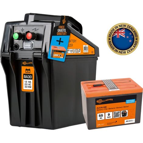 Elettrificatore a Batteria GALLAGHER BA30 9V/0,25 J per Recinzioni Fino a 4 Km (1/2)
