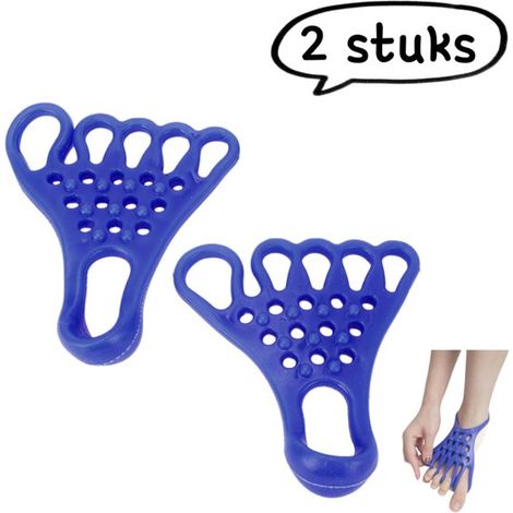 Écarteur d'orteils et de pieds en 2 parties - Appareil de Fitness, d'étirement , de Yoga et de relaxation musculaire - Correcteur d'hallux valgus du mollet - Blauw (1/5)