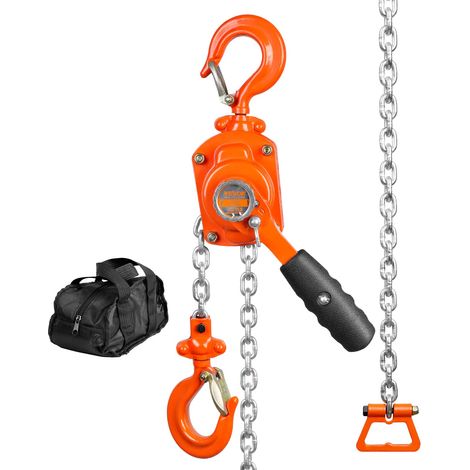 VEVOR Mini Paranco a Catena Manuale Altezza di Sollevamento 2,8m Capacita Carico Max. 0,5 Tonnellate Forza di Trazione 260N, Paranco a Catena Manuale per Sollevamento 0,5T in Acciaio al Carbonio G80 (1/4)