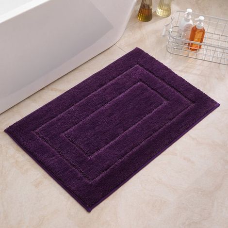 Tapis de bain antidérapant, doux, absorbant et lavable en machine pour la douche, le bain et les toilettes, violet, 50 x 80 cm (1/5)