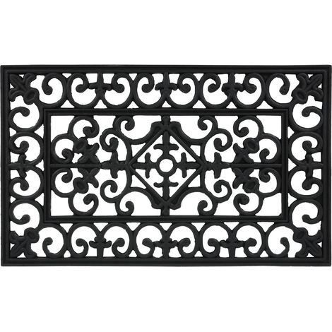 Paillasson Caoutchouc, 75x45 cm, antidérapant, résistant aux intempéries, Tapis extérieur intérieur, Noir (1/5)