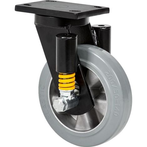rueda giratora placa 10hlse200-degb suspension goma gris elastica eje bolas (1/2)