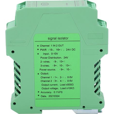 Isolateur de signal DC courant tension, montage sur rail DIN, 1 entrée 2 sorties, conversion 0-10V vers 0-5V GLG (1/5)