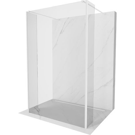 Mexen Kioto Duschwand freistehend 140 x 30 x 30 cm, transparent, weiß - 800-140-030-222-20-00-030