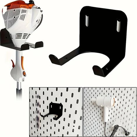 Support de rangement pour outils de jardin 2 pièces - Support multifonctionnel en acier enduit de poudre noire, support de tondeuse à gazon stable pour organiser les articles de tondeuse, de pelle et