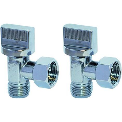 Pair - Robinet d'arrêt d'eau chaude et froide à trois voies, vanne d'arrêt d'eau chaude et froide, vanne d'arrêt d'eau à une entrée et deux sorties, convient aux toilettes et aux chauffe-eau (2 pièce)