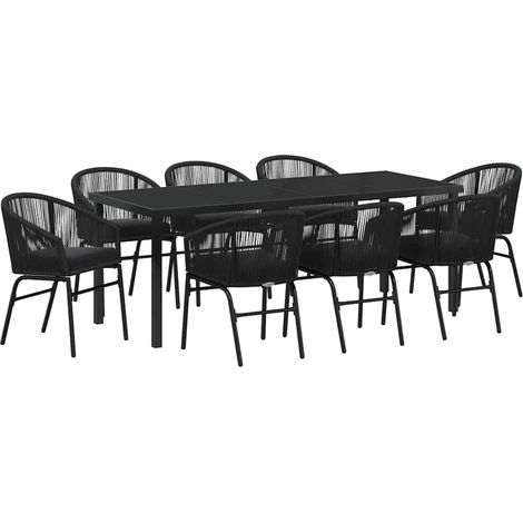 Maison Exclusive - Set da Pranzo per Giardino 9 pcs Nero