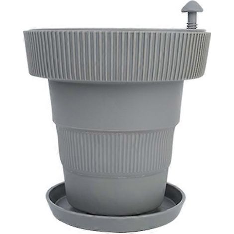 Pots de fleurs d'extérieur ou d'intérieur avec fonction d'arrosage automatique, gris-- (1/5)