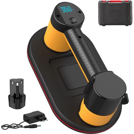 Pompe à vide électrique avec ventouse numérique à aspiration automatique, Outil de manutention robuste, Aspiration max. 300 kg (1 batterie incluse)