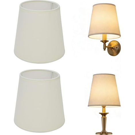 2 pièces Abat-jour en Tissu de Style Européen E14 Lustre Lampe de Table Lampadaire Intérieur Chambre Salon Bureau Chambre d'enfant (blanche) (1/5)