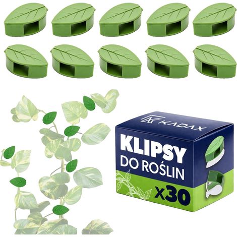 Pinzas para plantas, plástico resistente, autoadhesivas, ajustables, color verde, 30 unidades. (1/5)