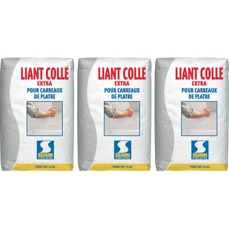 Colle Liant Extra Semin - Carreaux de Plâtre - Intérieur - Poudre - Sac de 25 kg (lot de 3) (1/4)