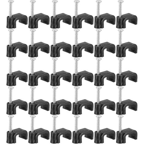 Colliers de serrage demi-colliers compatibles avec la fixation de câbles, 100 crochets en J noirs avec clous (1/5)