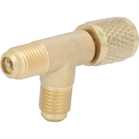 Raccord en T à dégagement rapide avec insert de valve, laiton 1/4 pouce SAE, conception robuste pour R22, R12 et R134 (1/5)