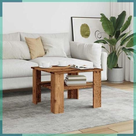 855794 Table basse vieux bois 60x60x42 cm bois d'ingénierie (1/5)