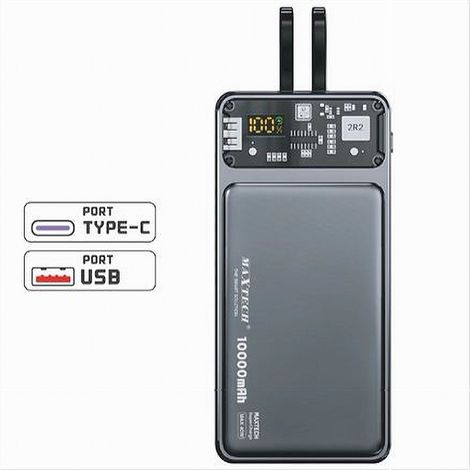 Trade Shop - Copy Of Power Bank 10000 Mah 2 Usb Batería Externa Portátil Cargador Maxtech Pa-tm014 -