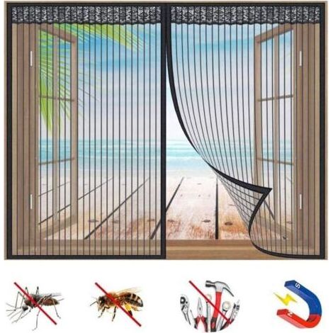 Moustiquaire Fenêtre Magnétique, Rideau De Fenêtre Pour Prévenir Moustiques Et Insectes, Fermeture Automatique Adsorption Magnétique, Pour Fenêtres Ou Porte-Black-B 47x47inch(120x120cm) (1/4)