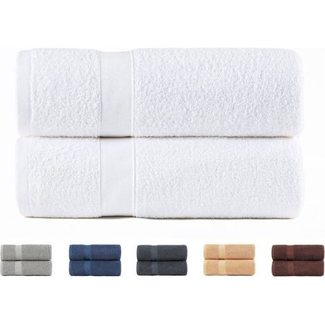 2 serviettes de bain 70x140cm 100% coton. Absorption maximale, séchage rapide. Blanche. (1/5)