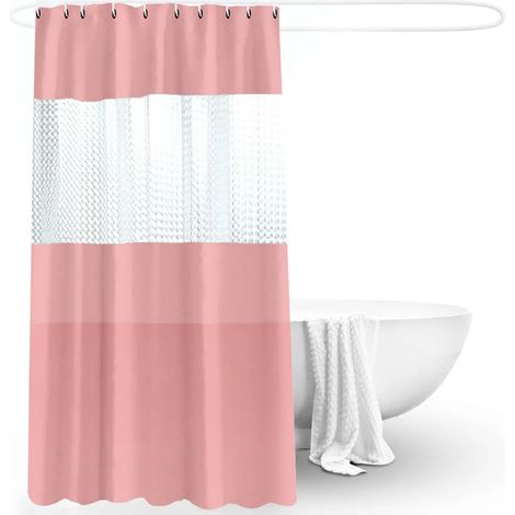 Tenda Doccia Antimuffa 180x200cm Impermeabile Rosa Anelli Bagno Vasca PEVA 03349 (1/5)