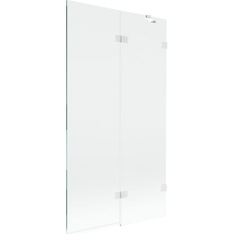 Mexen Lunar paravent de baignoire à 2 volets droit 100 x 150 cm, transparent, blanc - 897-100-100-20-00-P (1/5)