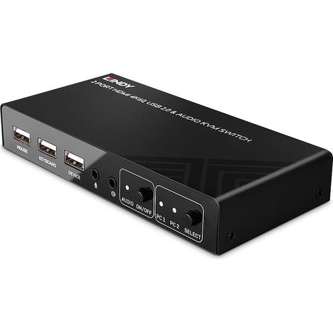 Switch KVM Lindy con 2 porte HDMI 4K60, USB 2.0 e audio, modello 32809 (1/5)