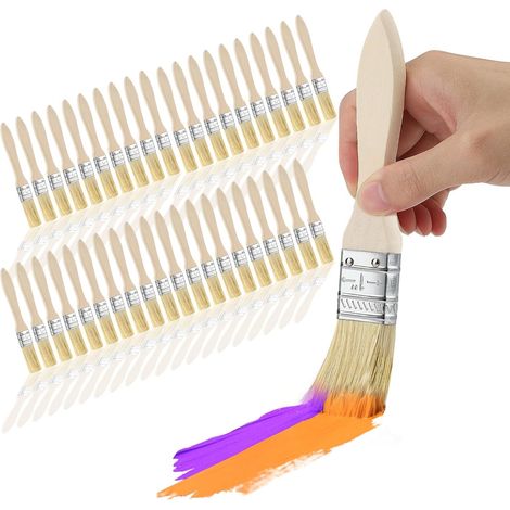 40 pinceaux plats 25 mm larges, pour lasure, vernis, teinture, colle, huile bois, bricolage maison (1/5)