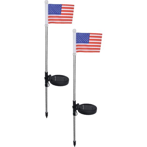 Stück solarbetriebene Gartenleuchten mit US-Flagge, Rasenstecker für die Außenbeleuchtung und Dekoration, weißes Licht (1/5)
