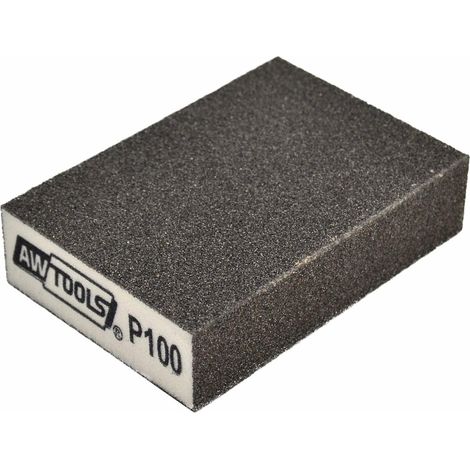 AW, Pierre à poncer 100x70x25 mm P60, outil de ponçage, idéal pour le bois, le métal et les plastiques, grain P60, pour les travaux de menuiserie et de restauration, couleur métallique.