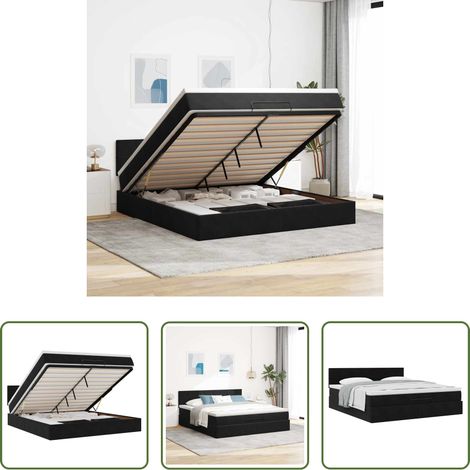 vidaXL Samt - Ottoman-Bett mit Matratze Schwarz 180x200 cm Samt (1/5)