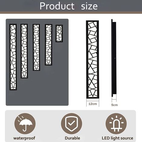 Applique murale LED étanche (IP65 - blanc froid 6000K - L60 x l12) - Noir - Résistante à la rouille - Design nid d'oiseau - Convient pour jardins, terrasses et garages (1/5)