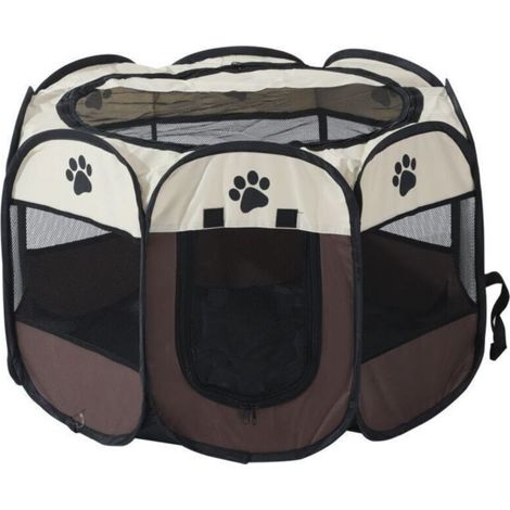 Parc Chien Parc à Chiot Enclos pour Chiens Chats Lapins Pliable Utiliser à l'intérieur et à l'extérieur (café) (1/5)
