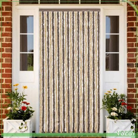 377358 Rideau anti-mouches marron foncé et beige 100x220 cm chenille (1/5)
